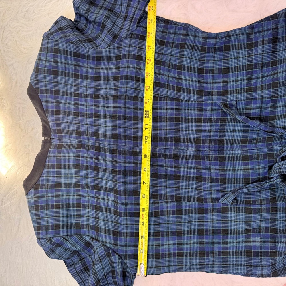 Dawn Joy II Vintage Plaid Midi Dress Blue Black Frog Closure Petite 12P USA Made - Picture 6 of 8